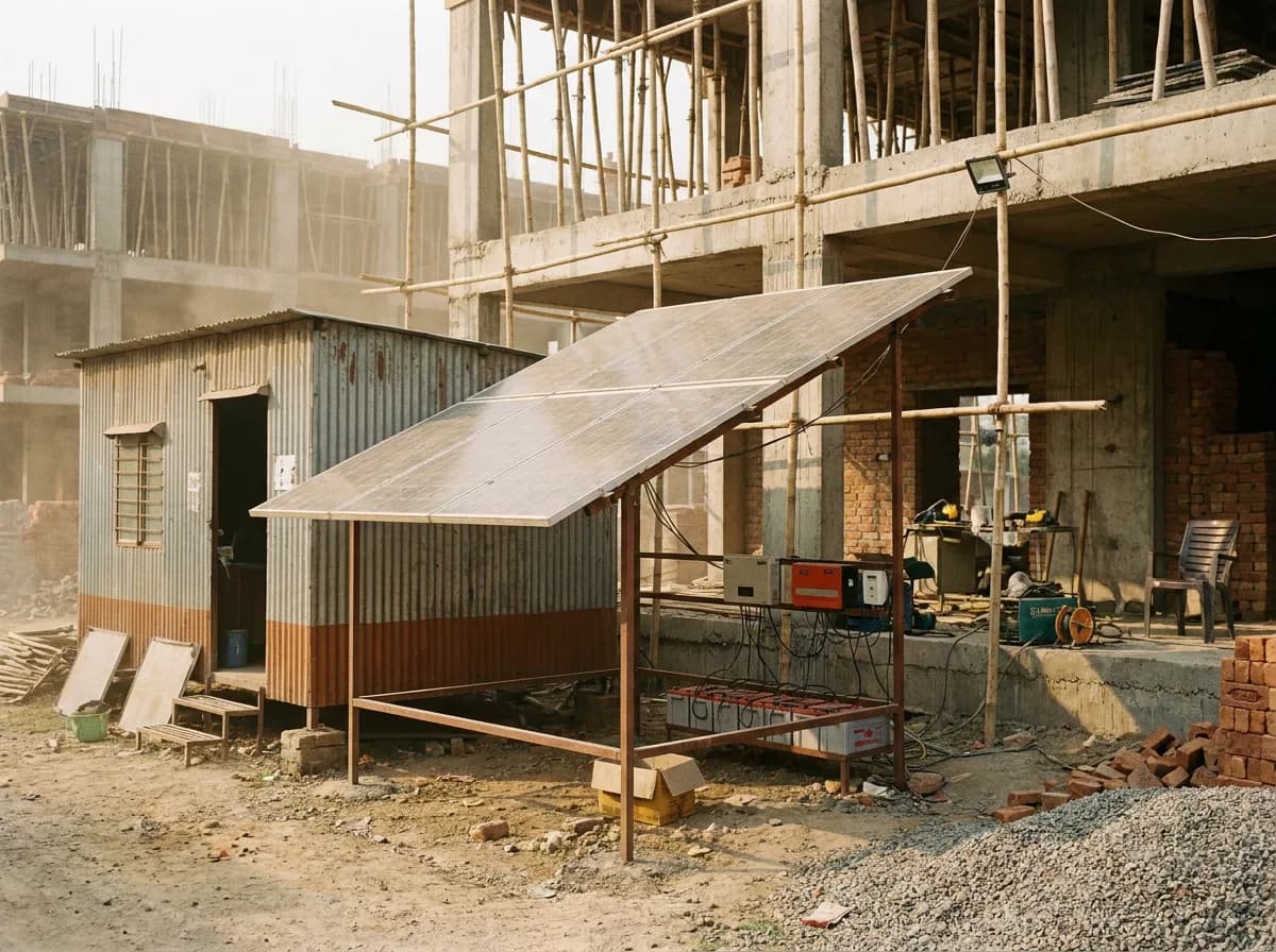 Off-grid setup, construction site